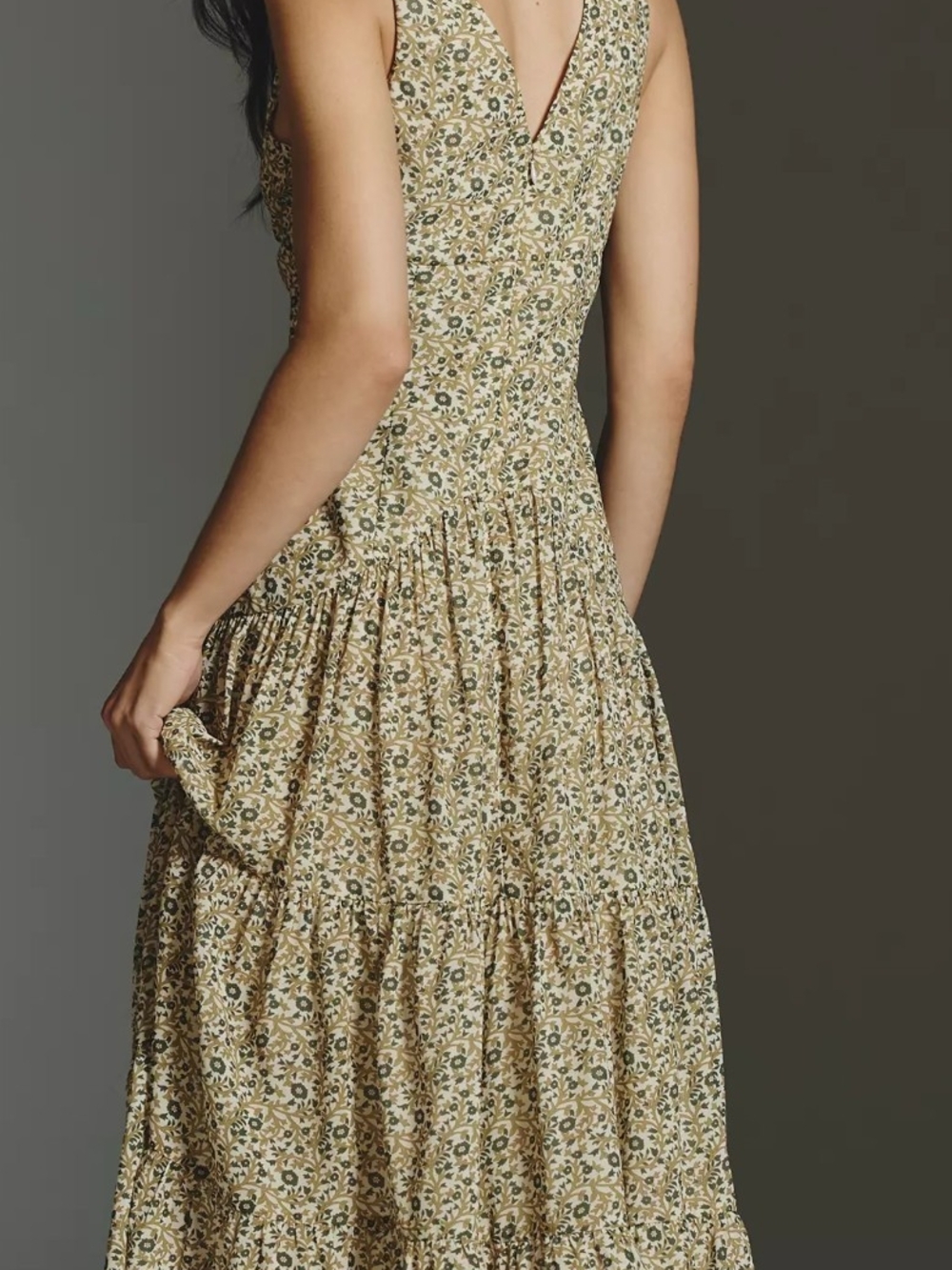 Anthropologie Green Floral Maxi Dress - Picture 2 of 5